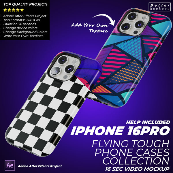 Flying iPhone Cases Video Mockup Template