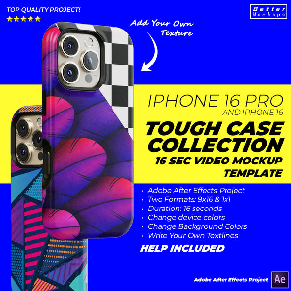 iPhone 16 Tough Case Collection Video Mockup Template