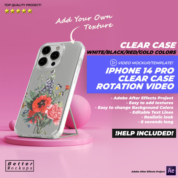 iPhone 14 Pro Clear TPU Transparent Case Video Mockup
