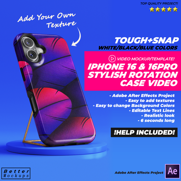 iPhone 16 Pro Tough Snap Case Stylish Video Mockup