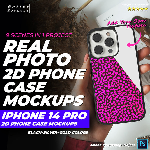 Real Photo 2D Phone Case Mockups for iPhone 15 Pro