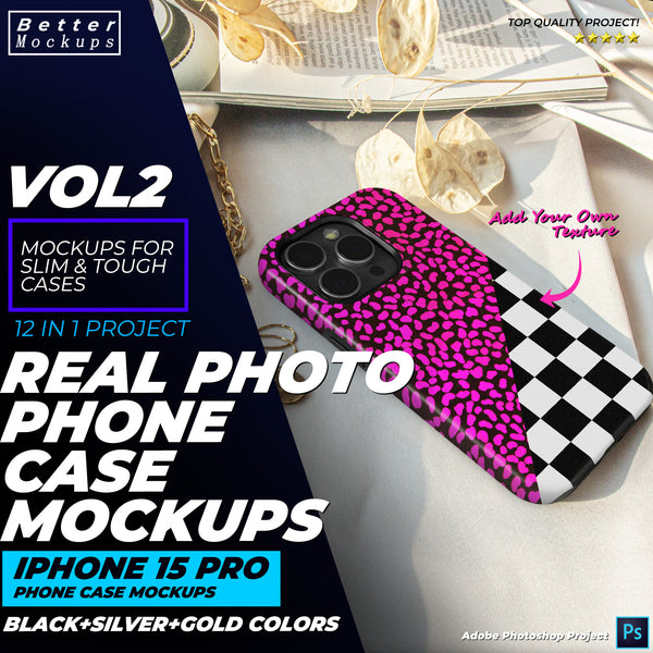 Real Photo Phone Case Mockups for iPhone 15 Pro Vol2