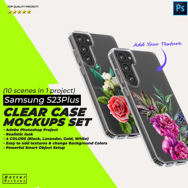 Samsung S23 Clear TPU Glass Case Mockup