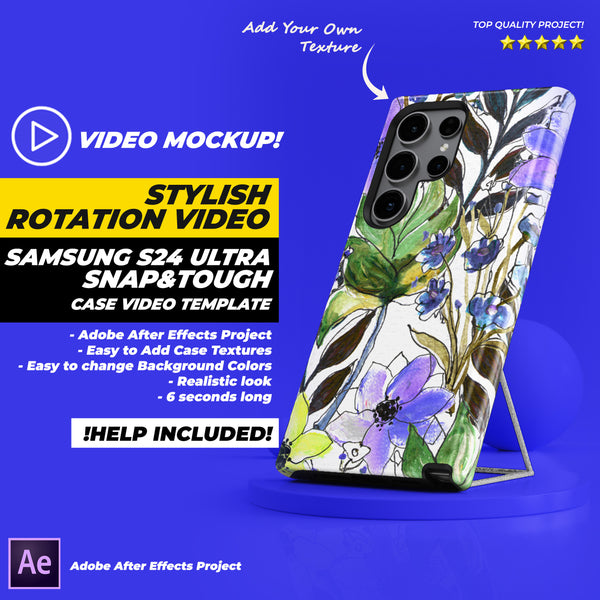 Samsung S24 Ultra Tough Snap Case Rotation Video Mockup