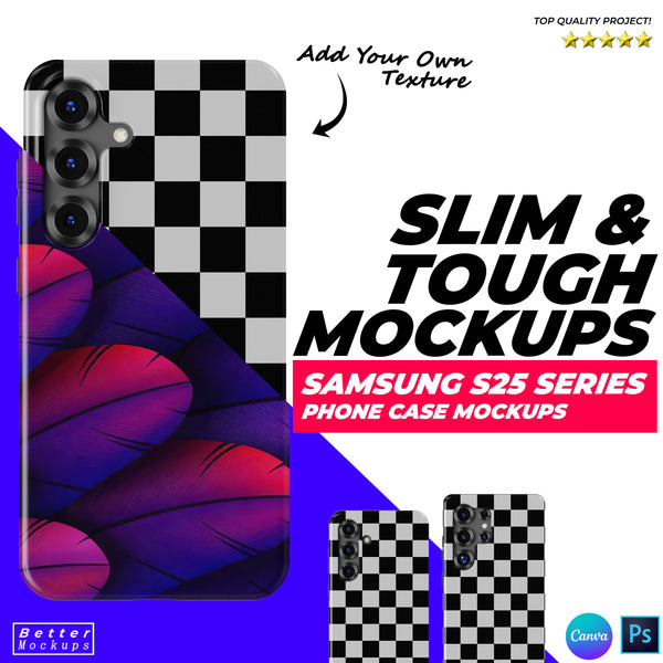 Samsung S25 Series Tough & Snap Slim Cases Mockups, S25 Phone Case Mockup, Canva Mockup Bundle