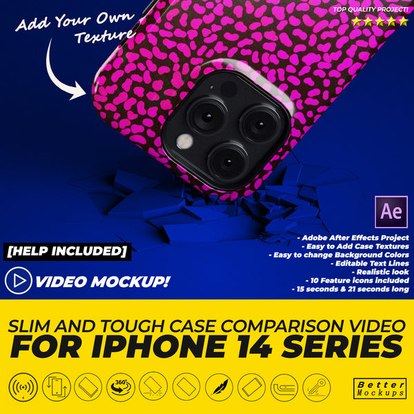 iPhone 14 Pro Slim and Tough case comparison Video Mockup Template