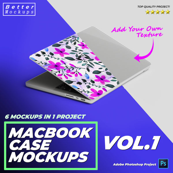 Macbook Case Mockup - Podbase Laptop Skin Case Mockup v1