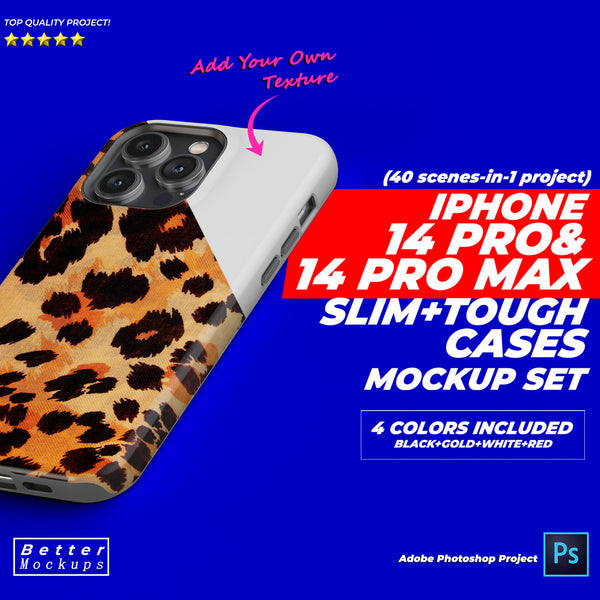 iPhone 14 Pro/14 Pro Max Snap Slim Tough Case Mockups