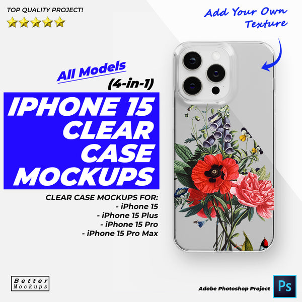 iPhone 15 Series Clear TPU Case Mockup