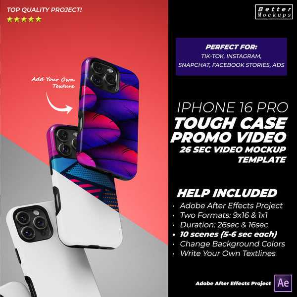 Huge iPhone 16 Pro Tough Phone Case Promotional Video Mockup Template