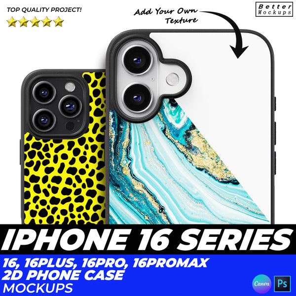 iPhone 16 Series 2D Phone Case Front Mockups